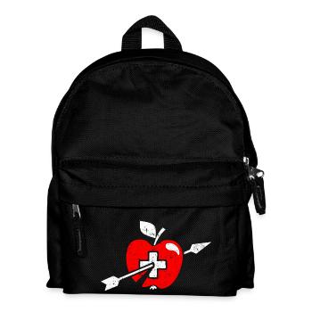 Wilhelm Tell apple Swiss flag and cross - Kids' Backpack - black - Front