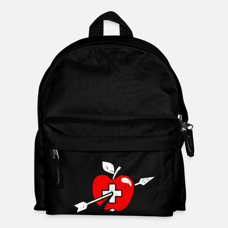 Wilhelm Tell apple Drapeau suisse et croix - Sac à dos Enfant - noir
