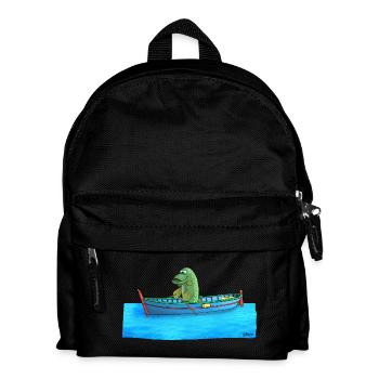 Hecht im Ruderboot - Kinder Rucksack - Schwarz - Vorne