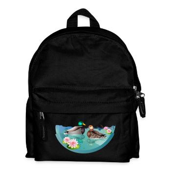 Duck couple in duck pond with water lilies - Kids' Backpack - black - Front