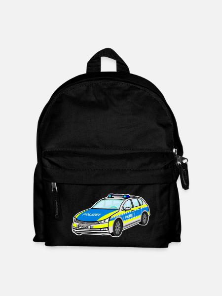 Deutsches Polizeiauto, Polizei Auto, Streifenwagen - Kinder Rucksack - Schwarz