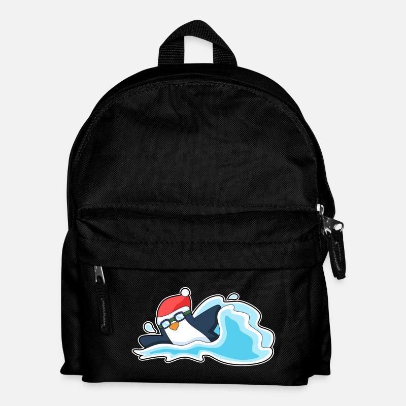 Penguin Christmas Swimming - Kids' Backpack - black