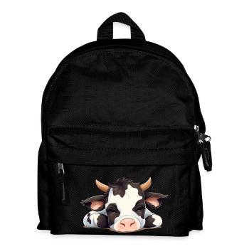 Müde Kuh - genervte Tiere - Kinder Rucksack - Schwarz - Vorne