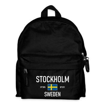 Stockholm - Sweden - Sverige Flag Coordinates - Kids' Backpack - black - Front