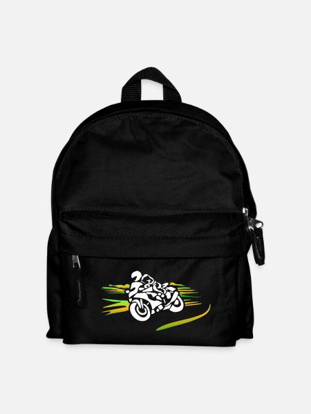 Motorrad Silhouette farbige Streifen - Kinder Rucksack - Schwarz