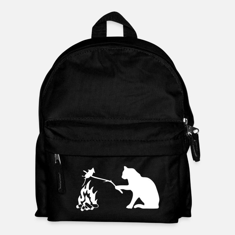 Stille Beobachterkatze am Lagerfeuer - Kinder Rucksack - Schwarz