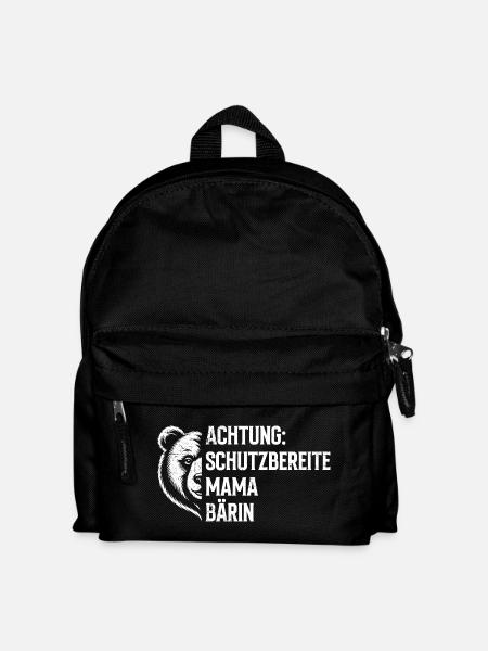 Bald Mama ACHTUNG SCHUTZBEREITE MAMA BÄRIN - Kinder Rucksack - Schwarz