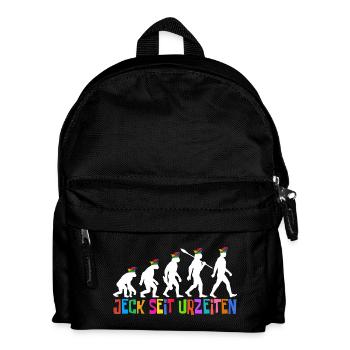 Jeck seit Urzeiten | Evolution Narren, Fastnacht - Kinder Rucksack - Schwarz - Vorne