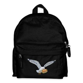 Funny Seagull Steals Fish Rolls Beach - Kids' Backpack - black - Front