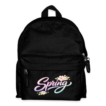 Spring Schriftzug mit Blüten - Kinder Rucksack - Schwarz - Vorne