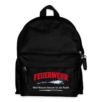 Feuerwehr Lösch Spruch - Kinder Rucksack - Schwarz - Vorne