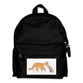 Cat Spitting Rainbow - Kids' Backpack - black - Front
