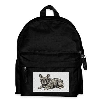 Ornate Bulldog Tattoo Muster - Kinder Rucksack - Schwarz - Vorne