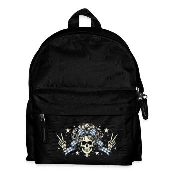 Skull with Plaid Band - Kids' Backpack - black - Front