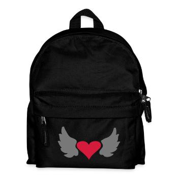 herz_mit_fluegel - Kids' Backpack - black - Front