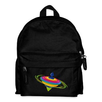 farbenfroher rotierender Kreisel - Kinder Rucksack - Schwarz - Vorne