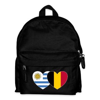 Uruguay Belgium Flag Heart - Kids' Backpack - black - Front