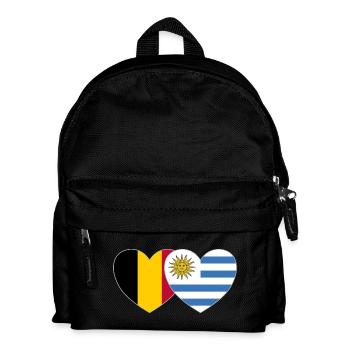 Belgium Uruguay Flag Heart - Kids' Backpack - black - Front