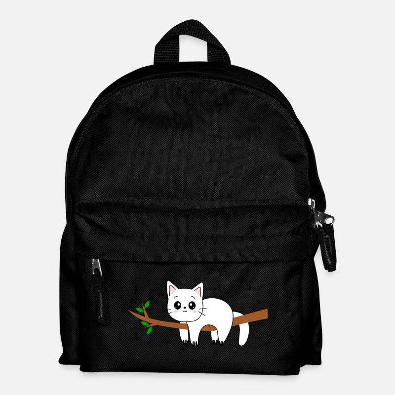 weiße Kawaii Katze Katze weiß Katzen Geschenk - Kinder Rucksack - Schwarz