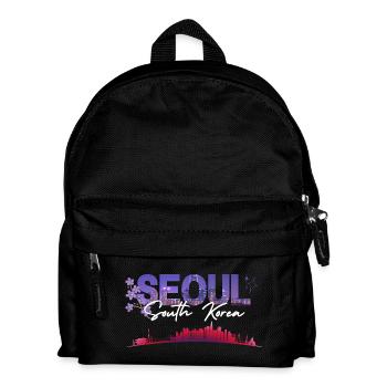 Seoul Night Skyline with Sakura Bloom - Kids' Backpack - black - Front