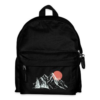 Purpurrote Sonne über schneebedeckten Gipfeln - Kinder Rucksack - Schwarz - Vorne
