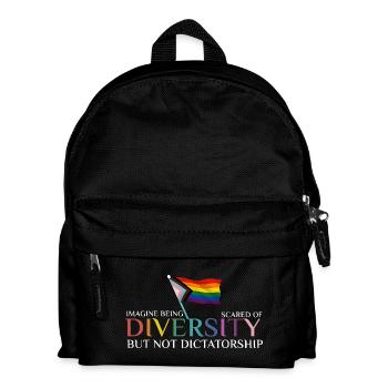 Bunte Regenbogenfahne Diversität - Kinder Rucksack - Schwarz - Vorne