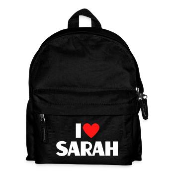 I love Sarah Red Heart Romantic Name Fan - Kids' Backpack - black - Front
