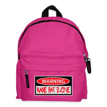Warning Rage Bait Caution Zone Schild Spaß Warnung - Kinder Rucksack - Fuchsia - Vorne