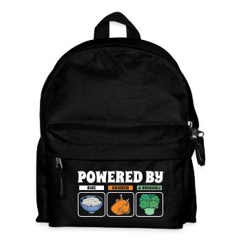 Powered By Rice Chicken Broccoli - Kids' Backpack - black - Front