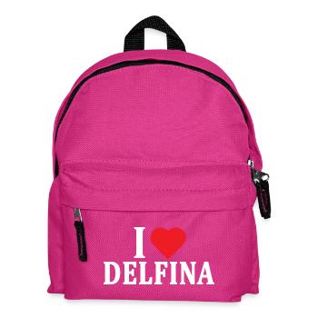 T-Shirt Ich liebe Delfina T-Shirt Geschenkidee - Kinder Rucksack - Fuchsia - Vorne