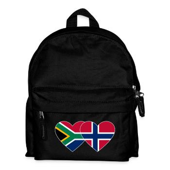 Südafrika Norwegen Flagge Herz weiße Umriss - Kinder Rucksack - Schwarz - Vorne