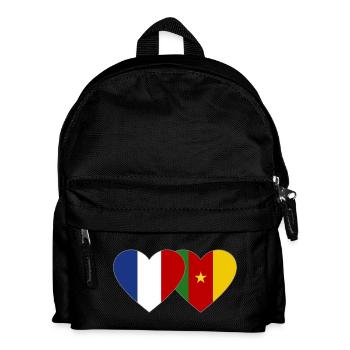 Frankreich Kamerun Flagge Herz - Kinder Rucksack - Schwarz - Vorne