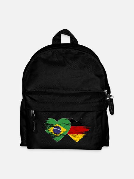 Brasilien Deutschland Flagge used Herz - Kinder Rucksack - Schwarz