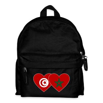 Tunisia Morocco Flag Heart - Kids' Backpack - black - Front