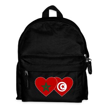Morocco Tunisia Flag Heart - Kids' Backpack - black - Front