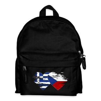 Griechenland Tschechien Flagge used Herz - Kinder Rucksack - Schwarz - Vorne