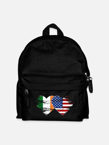 Irland USA Flagge Herz used - Kinder Rucksack - Schwarz