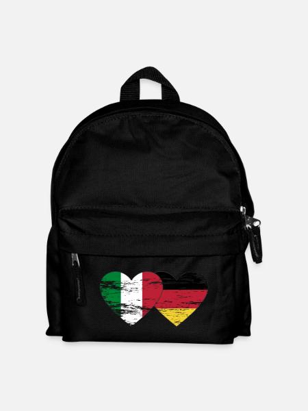 Italien Deutschland Flagge Herz used - Kinder Rucksack - Schwarz