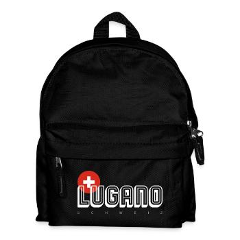 Lugano Swiss Cross Outline Logo - Kids' Backpack - black - Front