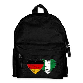 Germany Nigeria flag heart used - Kids' Backpack - black - Front