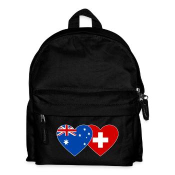 Australia Switzerland Flag Heart Flag - Kids' Backpack - black - Front