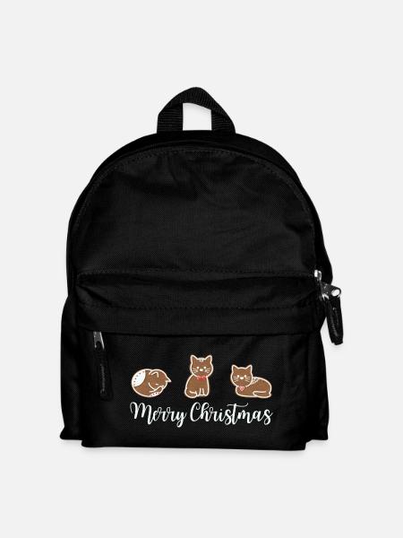 Lebkuchen Katzen wünschen frohe Weihnachten - Kinder Rucksack - Schwarz