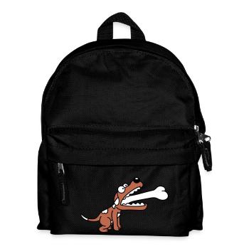 Hund Gierig Hungrig Großer Knochen Verschluckt - Kinder Rucksack - Schwarz - Vorne