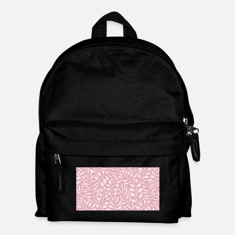 Elegantes Blättermuster in Blassrosa - Kinder Rucksack - Schwarz