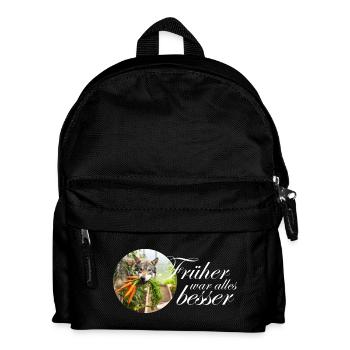 Chien loup avec des carottes disant Design drôle vers le bas - Sac à dos Enfant - noir - Devant