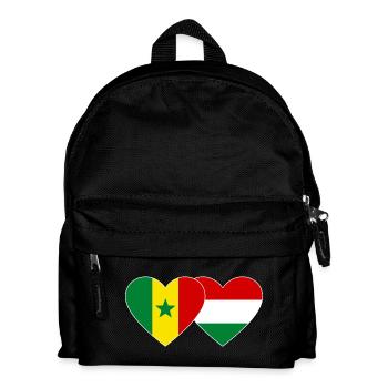 Senegal Hungary Flag Hands Heart Shape - Kids' Backpack - black - Front