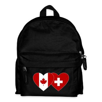 Canada Switzerland Flag Heart - Kids' Backpack - black - Front