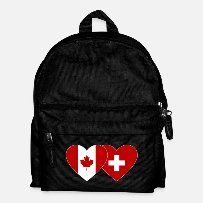 Canada Suisse Drapeau Coeur - Sac à dos Enfant - noir