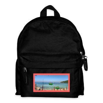 Beach photo with coconut - Kids' Backpack - black - Front