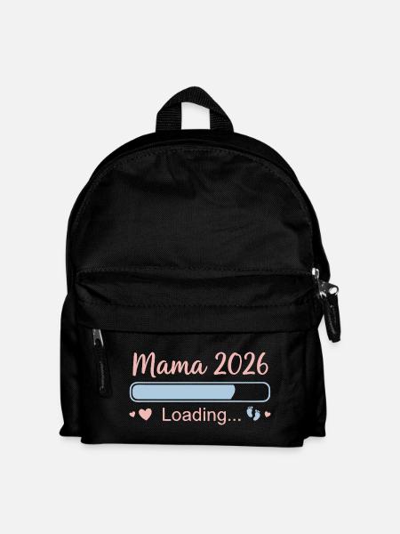 Mama 2026 Loading Pastell Spruch - Kinder Rucksack - Schwarz